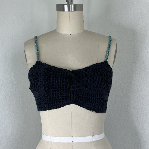 Martine and J Paris Crochet Knit Cropped Top Bralette - Picture 1 of 9